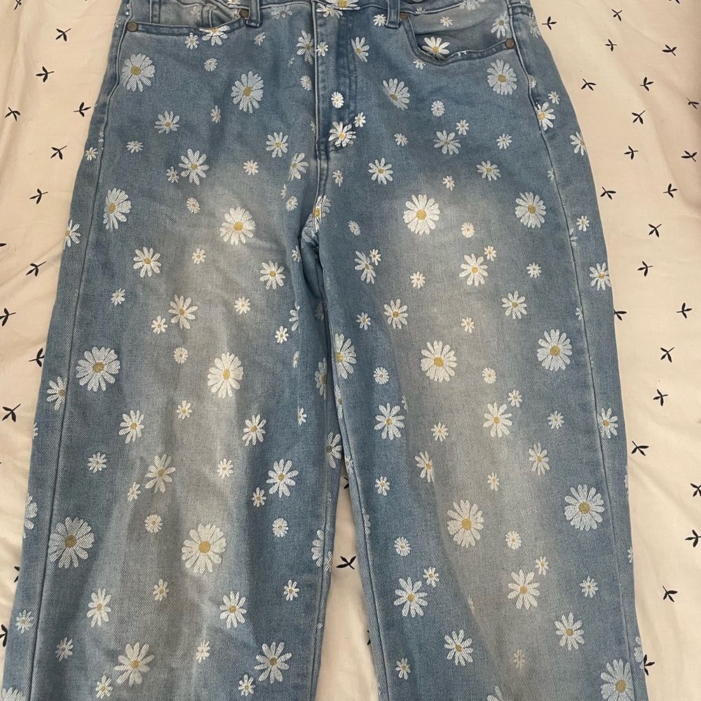 GOGO Blue Floral Straight Leg Women's Jeans